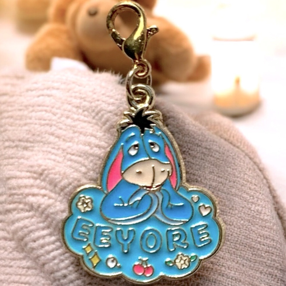 Eeyore Blue and Gold Keychain, diaper bag, & zipper pull Disney, Winnie the Pooh - Picture 2 of 3